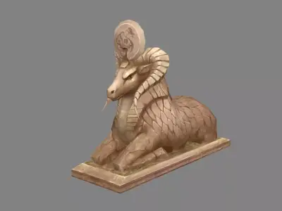 Stone sheep sculpture Low-poly 3D model