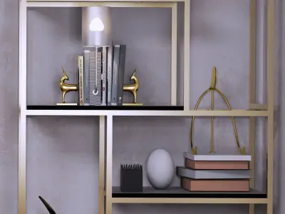 Rack 2 bookshelves in gold 3D model