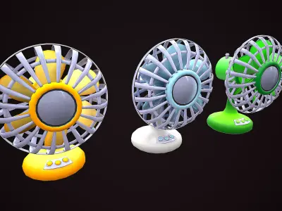 SMALL FAN CARTOON STYLIZED SUMMER Low-poly 3D model