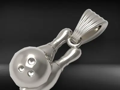 3D Bowling Ball and Pins Pendant Charm Necklace Jewelry 3D print model