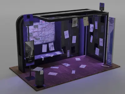 Modern Bus Stop Low-poly 3D model