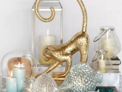 Decorative set Monkey Statuette 3D model