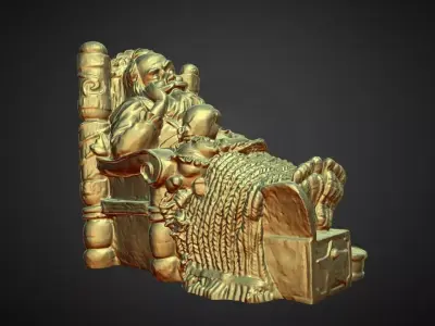 santa resting in bed with list 3D print model