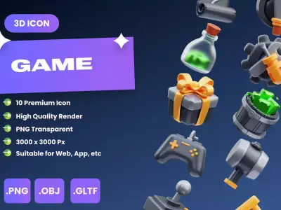 Games 3D Icons Free low-poly 3D model