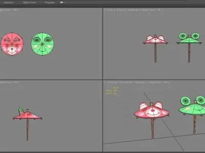 Cartoon umbrellas - bartender decoration Low-poly 3D model