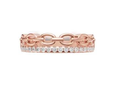 Diamond Chain Ring Trendy Stackable Band 3D print model