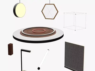 Neon Set pendant light with hexagonal shape hanging from it 3D model