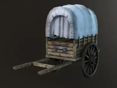 Wooden Cart low poly -3D model 3D model