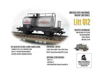 ROLLS-0053 SJ Litt Q12  Tank car in H0-scale 3D print model