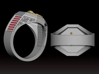 Eagle Face man Ring Sculpture jewelry Gold 3D print model