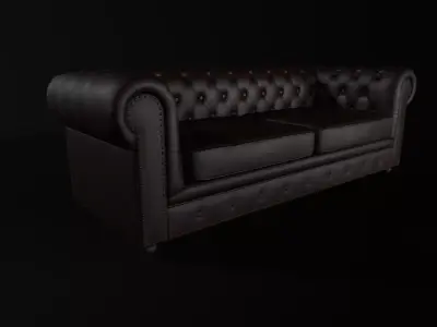Sofa leather Low-poly 3D model