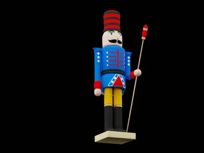 Blue Christmas Nutcracker Low-poly 3D model