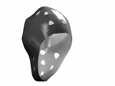 Low-poly metalic hockey goalie mask Low-poly 3D model