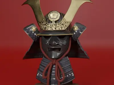 Samurai helmet Kabuto Model Low-poly 3D model