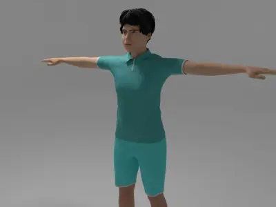 Tennis Player Man Low-poly 3D model