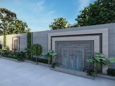 Fountain Wall Low-poly 3D model