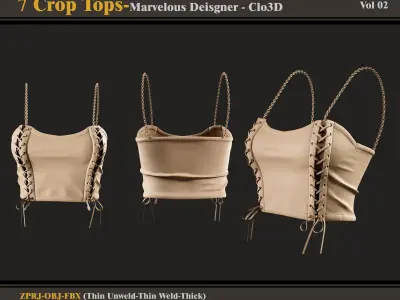 7 Crop Tops -MD-CLo3D -ZPRJ - FBX - OBJ 3D model