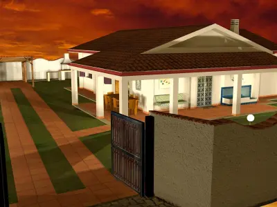 Italian Bungalow - One Storey Villa Low-poly 3D model