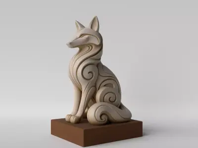 Minimalist Fox Bust  Decorative Sculpture 3D print model