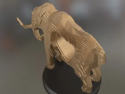 Parametric Wood Mammoth Low-poly 3D model