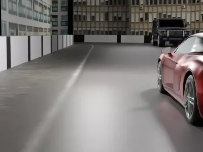 car animation scene 3D model