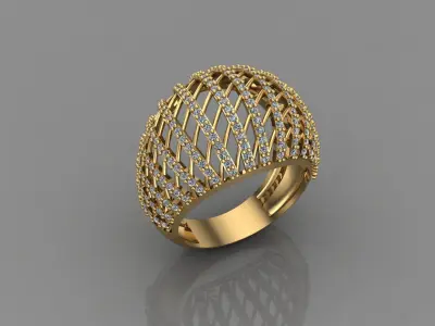 STL 3DM Print Ready Women Diamond Ring Lightweight Printable  3D print model 90