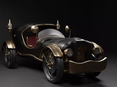 Steam Punk Vintage Car Mid-poly Low-poly 3D model