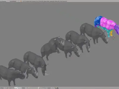 Rhino rhinoceros in low polygonal style Low-poly 3D model