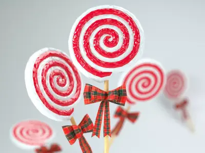 Christmas Candy Spiral Lollipop 3D Model 3D model