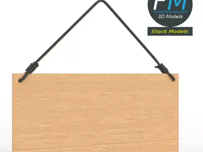 Hanging wooden sign 3D model