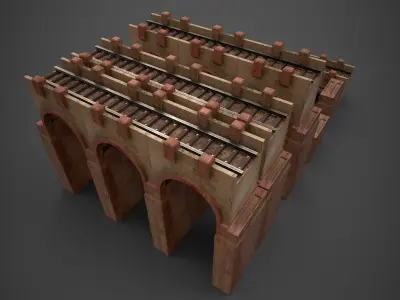 Old Modular Rail Bridge Low-poly 3D model