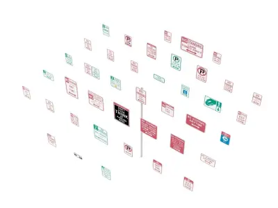 Road Sign US R7 Series Parking 3D model