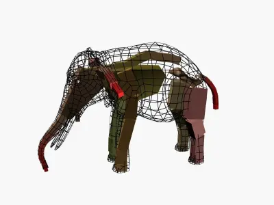Elephant with tusks Low-poly 3D model