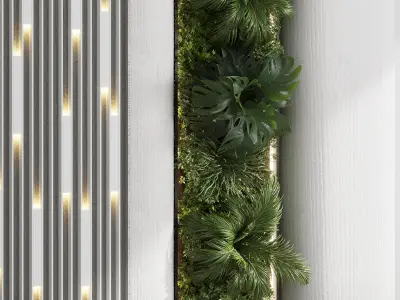 Vertical Wall Garden With concrete frame Low-poly 3D model