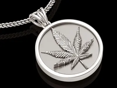 Marijuana pendant gold silver printable jewelry 3D model 3D print model