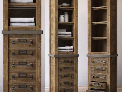 MERCANTILE TALL BATH CABINET 3D model