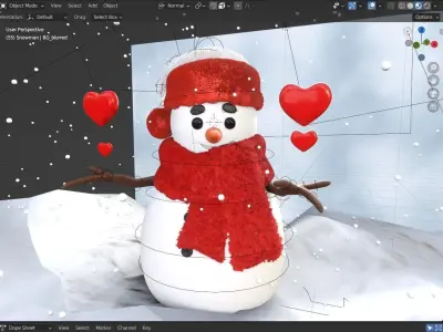Animated Snowman Love 3D model