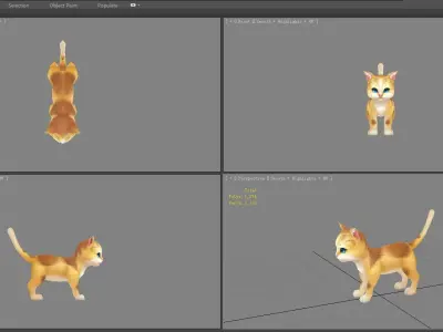Cartoon Orange Cat  - Yellow Cat Low-poly 3D model