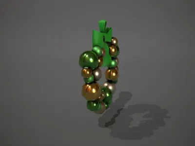 Green and Gold Christmas Bauble Wreath Low-poly 3D model