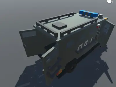 Police Truck Voxel Low-poly 3D model