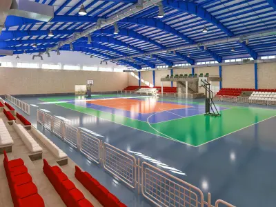 Realistic Sport Hall Complex  3D model