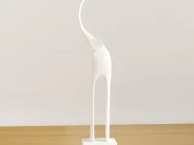 White Meredith Tall Elephant Figurine 3D model