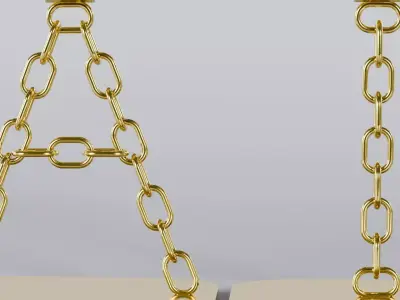 Alphabet AI Chain Gold Candleholder 3D Model True 4K PBR Render Low-poly 3D model