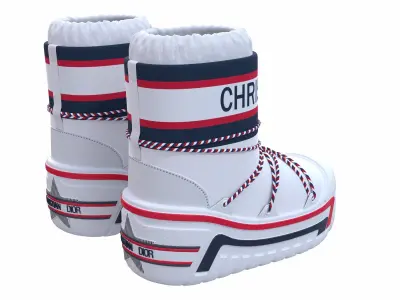 Dior Alps Snow Ankle Boots White Low-poly 3D model