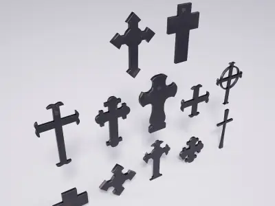 Cross symbols set 3d model  Low-poly 3D model