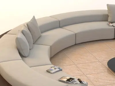 Circular Conversation Sofa With Firepit 3D model