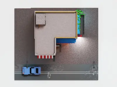 Voxel Building Low-poly 3D model