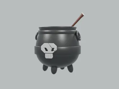 Witch Cauldron Low-poly 3D model