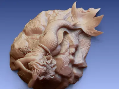 Young Mermaid Listening a Shell 3D print model