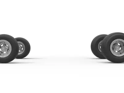 Wheel set of Northeast Dirt Modified stock car V2 Scale 1 to 25 3D print model